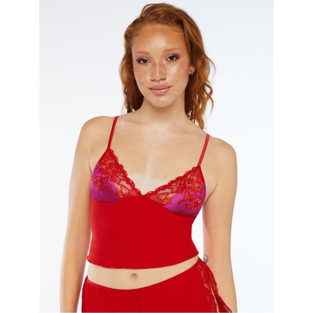 Savage X Fenty Scarlet Lace’d Up Bralette and Shorts Set | MSRP $120
